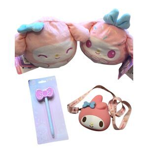 Sanrio Hello Kitty & My Melody Bundle | Pen, Plush & Silicone Mini Bag